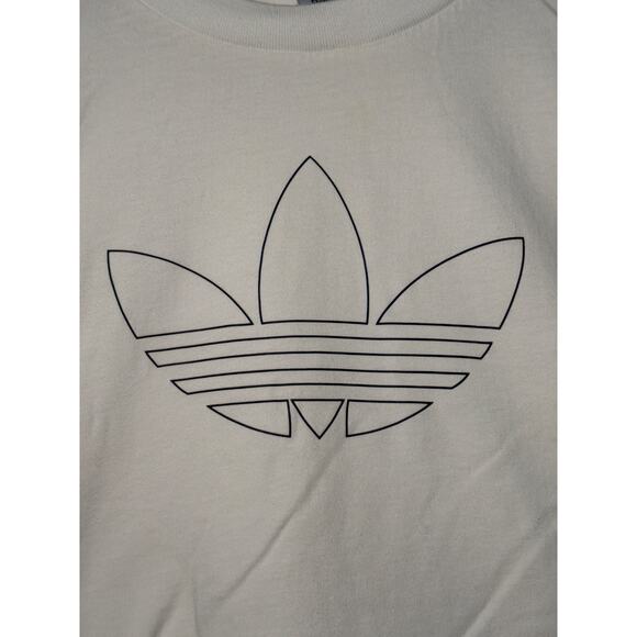 Adidas T-Shirt Womens 1X White SS Cropped CrewNeck Logo Casual Sporty Streetwear - Picture 2 of 6